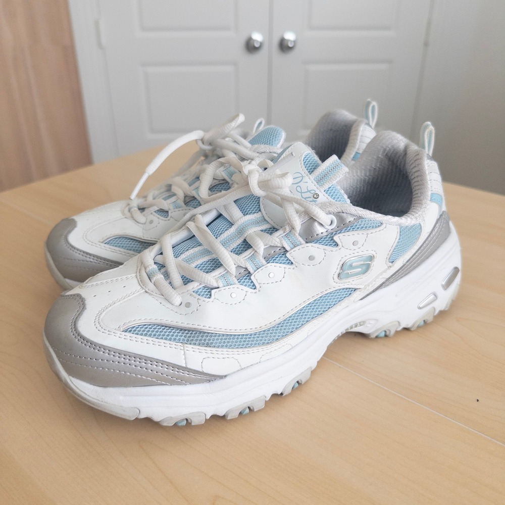 Skechers Womens D'Lites Chromatic Sneakers 9 White Chunky Y2K Retro Athleisure